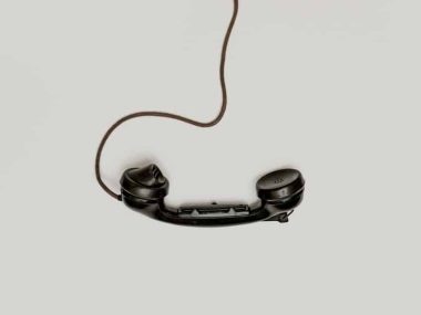 black corded telephone