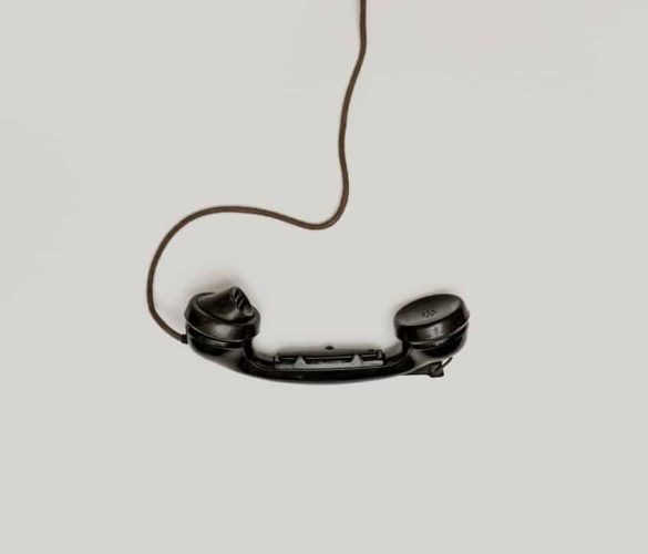 black corded telephone